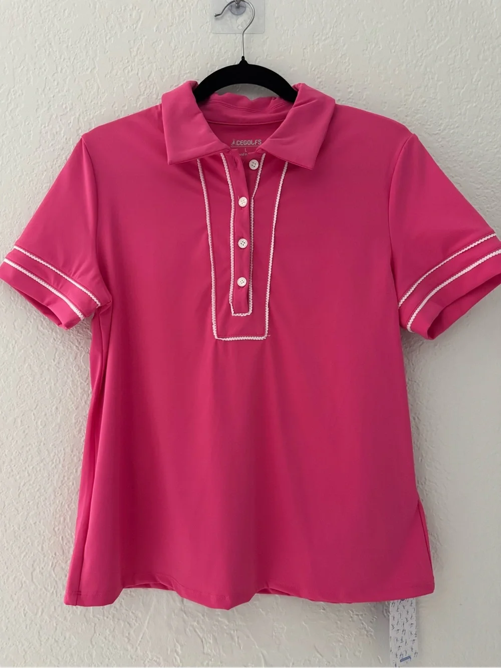 ACEGOLFS 2 Piece Golf Tennis Pickleball Set UPF50+ Pink Top White Skort - Picture 5 of 16